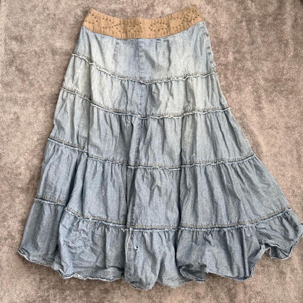 Y2K light blue denim maxi skirt - Picture 3 of 7
